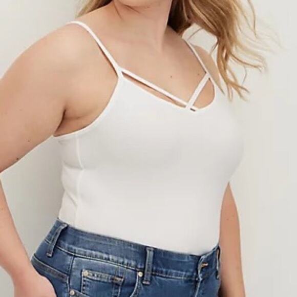 TORRID WHITE CRISSCROSS knit FOXY CAMI TANK - Picture 7 of 7